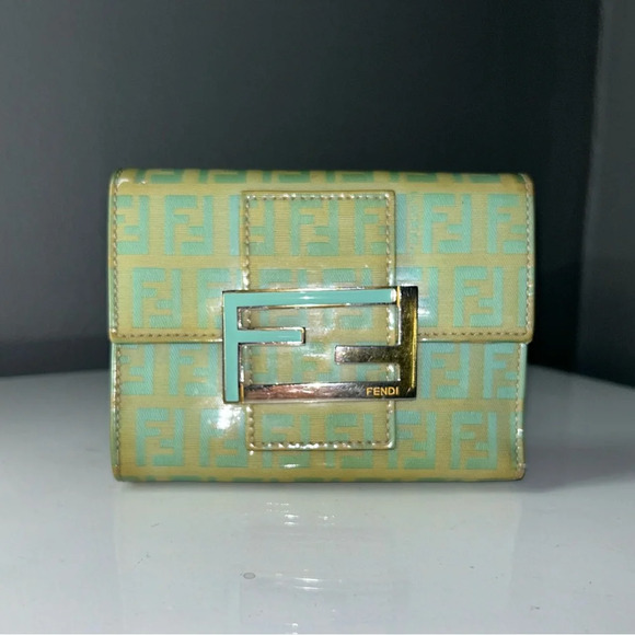 Fendi Zucca Turquoise Compact Wallet 2270-31098-018 - Picture 1 of 8